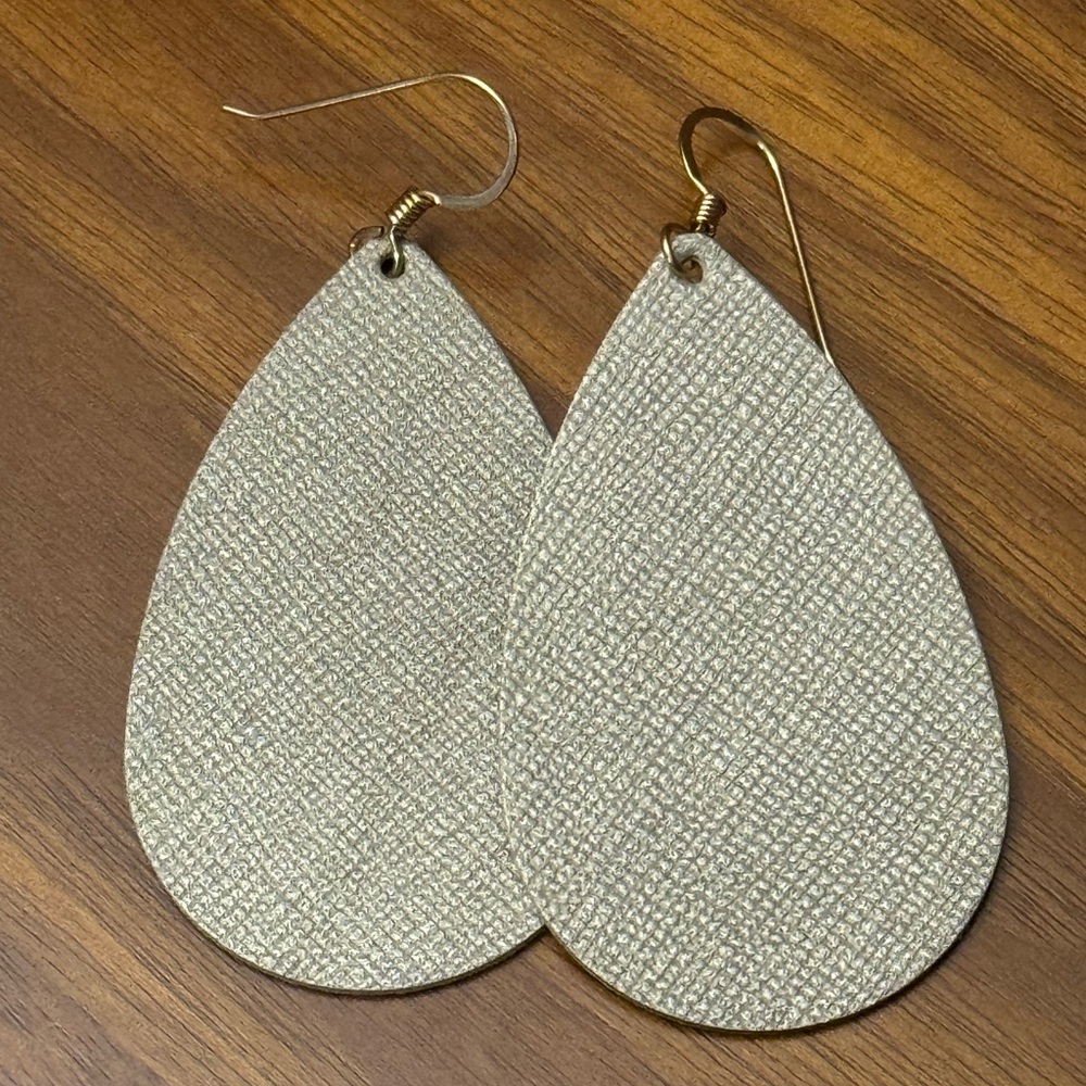 Luxe Linen Textured Leather Teardrop Earrings